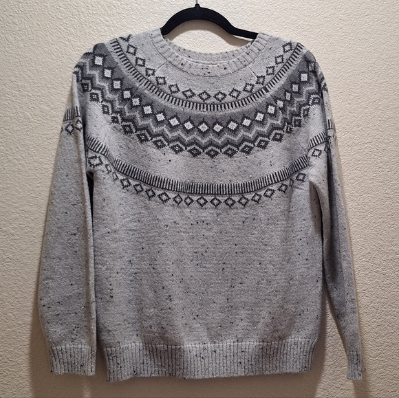 Weatherproof Sweaters - Weatherproof Gray Crewneck Sweater with Nordic Pattern